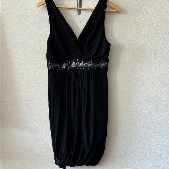 BCBGMaxAzria Black Silk Sequin Mini Dress size 6 - Picture 1 of 7